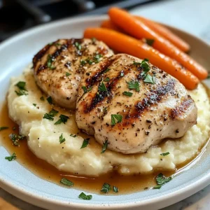 Creamy Herb Chicken with Mashed Potatoes & Glazed Carrots