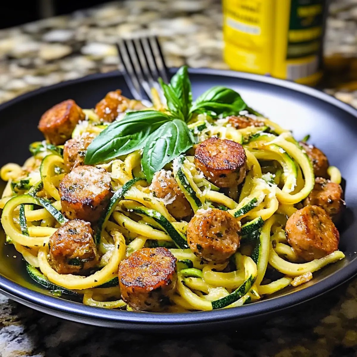 Keto Creamy Tuscan Zucchini Noodles with Sausage