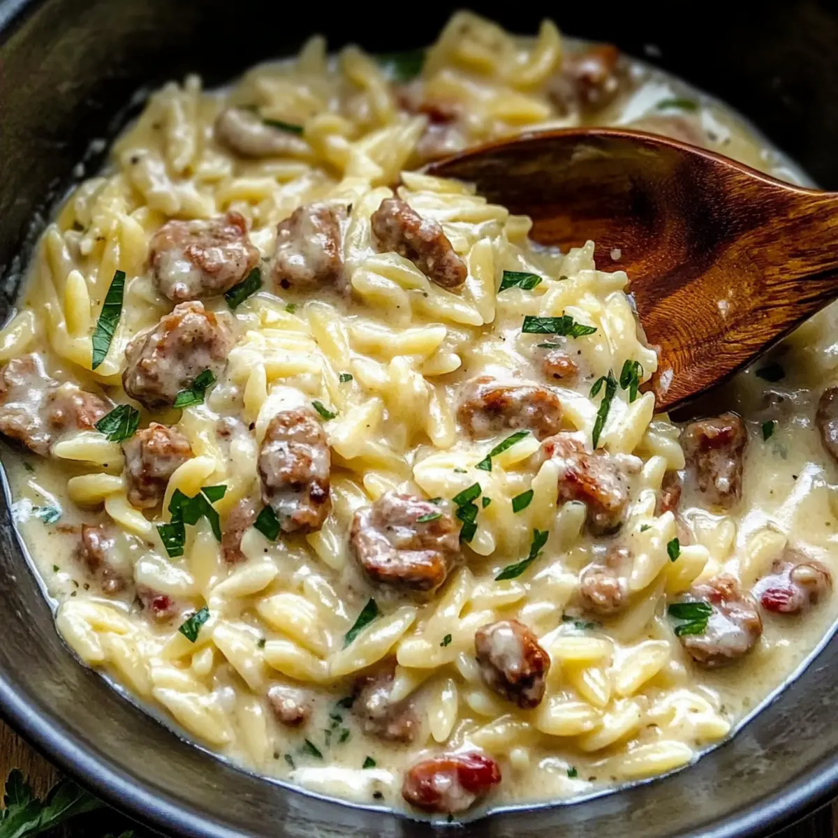 Creamy Parmesan Sausage Orzo