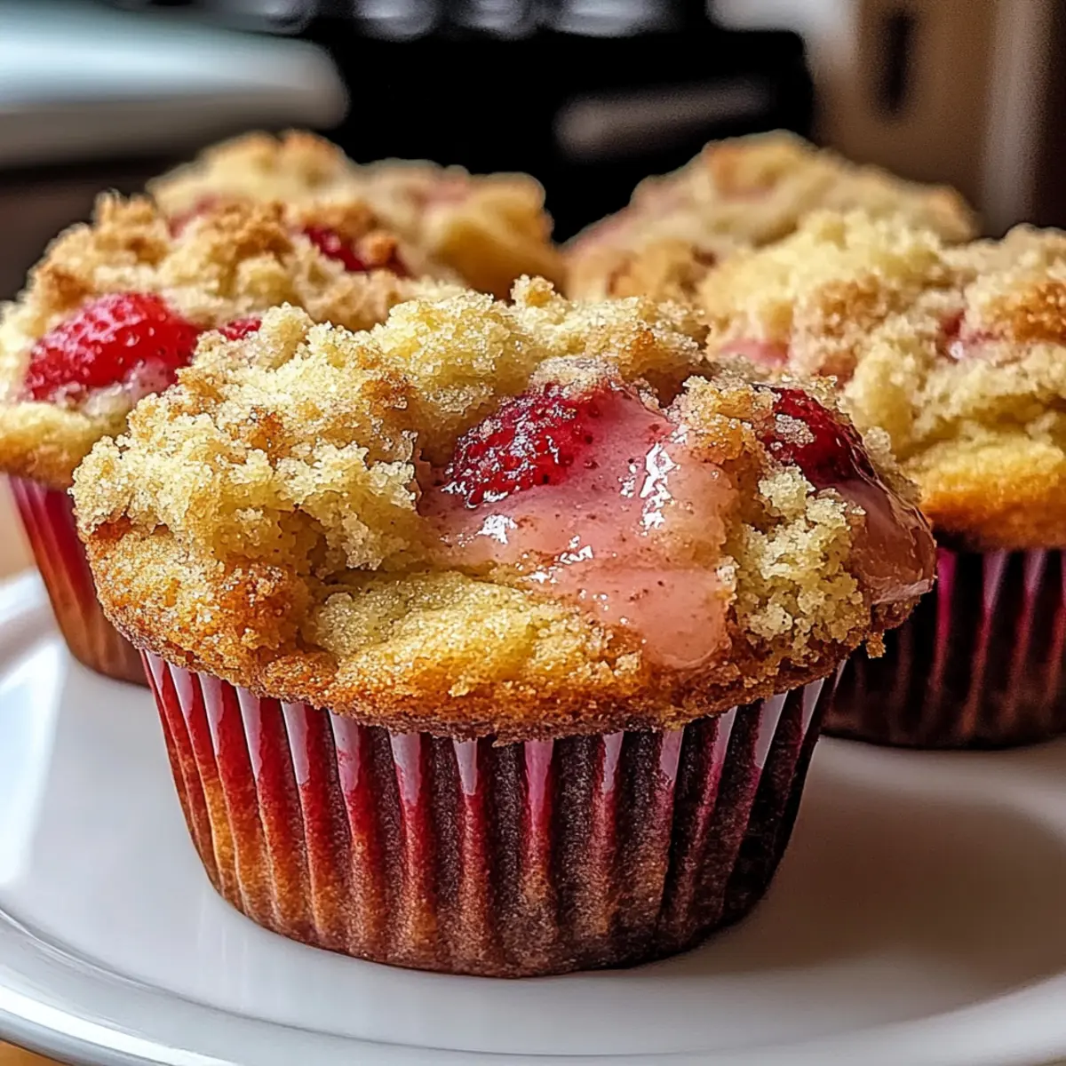 Strawberry Cream Cheese Muffins with Streusel Crumb Topping