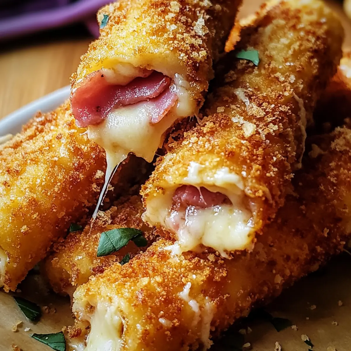 Baked Ham & Cheese Mozzarella Sticks