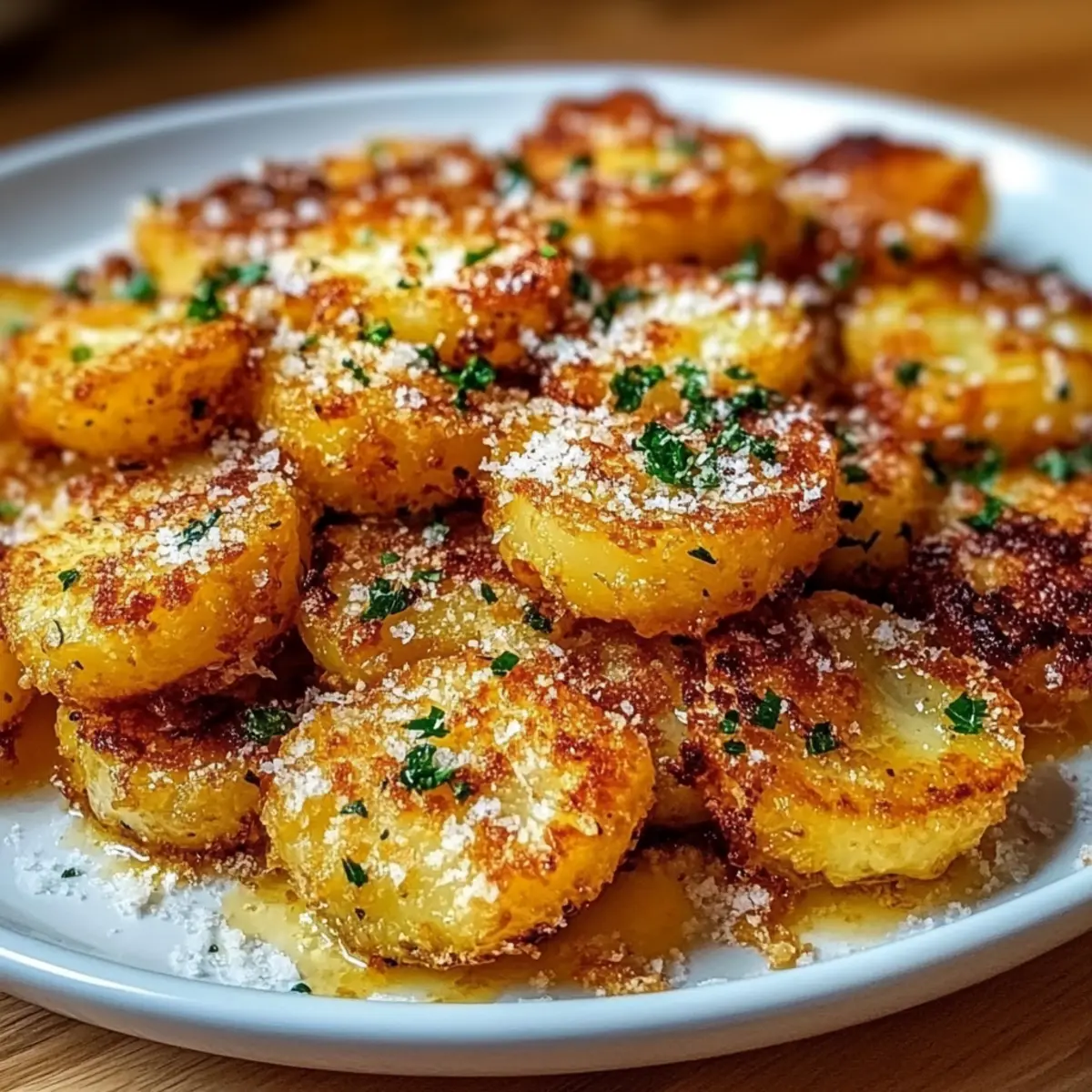 Crispy Garlic Butter Parmesan Smashed Potatoes